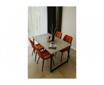 Деревянный стол Лиман 117 (157) x 77 бетон светлый / черный матовый