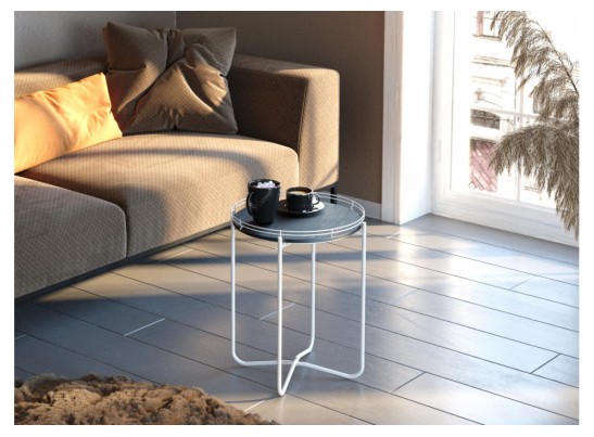 Журнальный столик Sheffilton SHT-CT20 каменный уголь / белый муар в Кургане