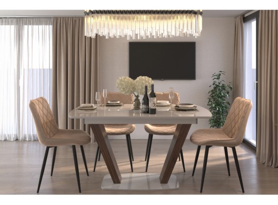 Керамический стол Петир 120(160)х80х75 gilt white / дуб монтана в Кургане