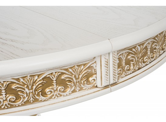 Деревянный стол Лорд 110(160)х110х79 молочный с золотой патиной в Кургане