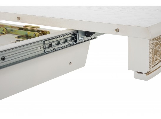 Деревянный стол Лорд 110(160)х110х79 молочный с золотой патиной в Кургане