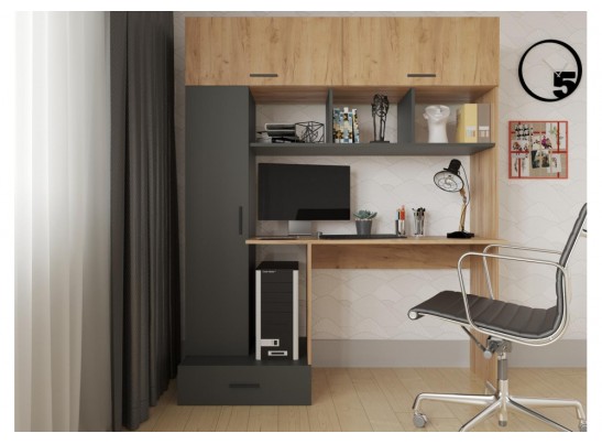 Компьютерный стол Бишоп 1 150х57х180 дуб крафт золотой / антрацит в Кургане