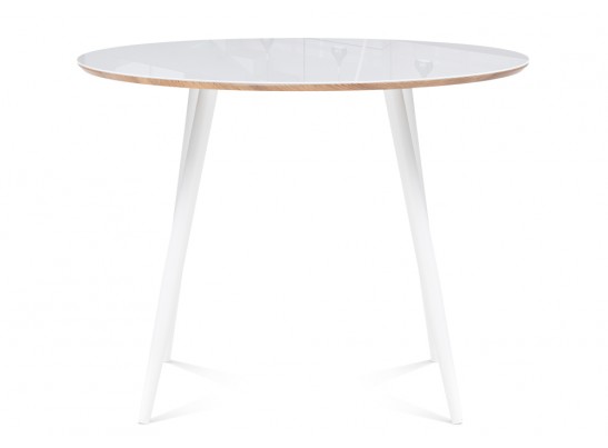 Стеклянный стол Абилин 100х76 ультра белое стекло / дуб вотан / белый матовый в Кургане