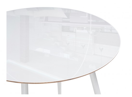 Стеклянный стол Абилин 100х76 ультра белое стекло / дуб вотан / белый матовый в Кургане