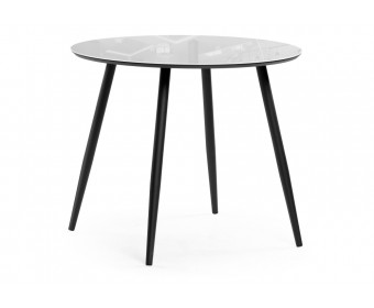 Стеклянный стол Абилин 90х76 ультра белое стекло / черный / черный матовый