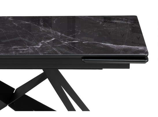 Стеклянный стол Блэкберн 140(200)х80 черный мрамор / черный в Кургане