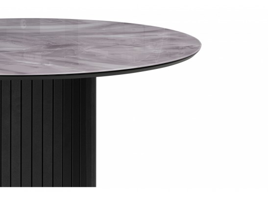 Стеклянный стол Гравент 110 кристл серый мрамор / черный