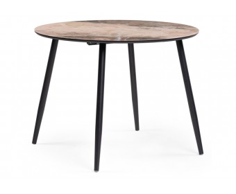 Стеклянный стол Кловис 100(140)х100х76 каталония / черный