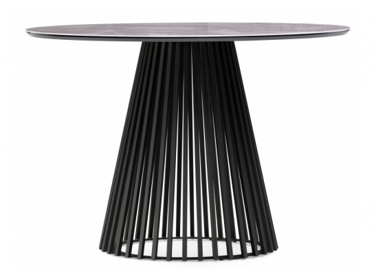 Стеклянный стол Нэнси 110х110 серый мрамор / черный в Кургане