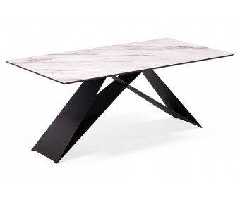 Стеклянный стол Ноттингем 180х90х74 оптивайт / черный