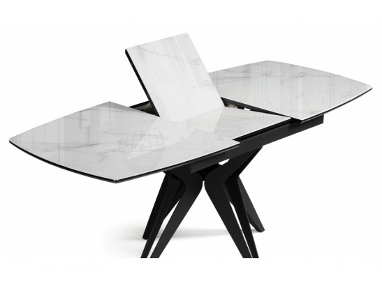 Стеклянный стол Риполь 140(180)х80 cтатуарио / черный