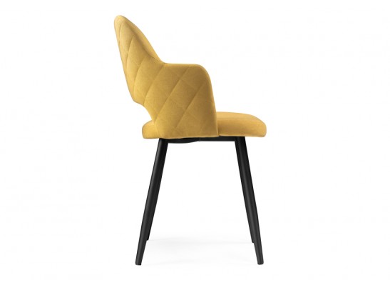 Стул на металлокаркасе Гутрид прошивка ромбы сзади горчичный / черный каркас в Кургане