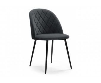 Стул на металлокаркасе Зест микровелюр серый / черный глянец
