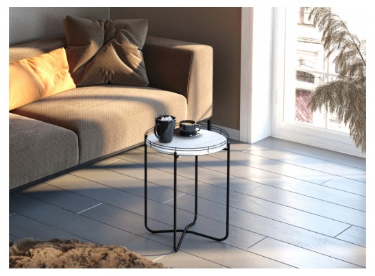 Журнальный столик Sheffilton SHT-CT20 белый мрамор / черный муар в Кургане