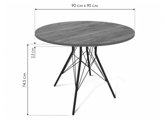 Деревянный стол SHT-TU2-1/90 черный муар / серый мрамор в Кургане