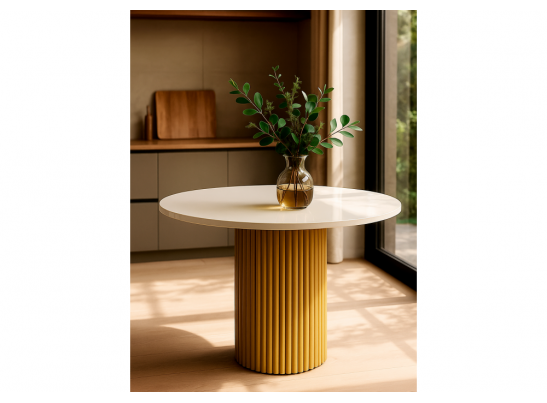 Деревянный стол Барел 90 белый / золото