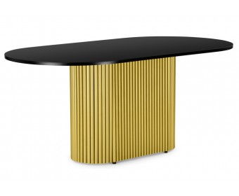 Деревянный стол Барон О 180 х 90 черная шагрень пленка / золотые ноги