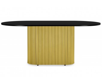 Деревянный стол Барон О 180 х 90 черная шагрень пленка / золотые ноги