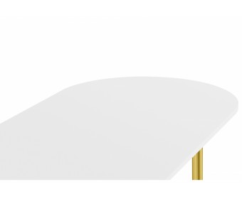 Деревянный стол Хьюго О 180 х 90 белая шагрень пленка / золотые ноги