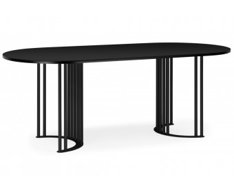 Деревянный стол Хьюго О 180 х 90 черная шагрень пленка / черные ноги