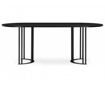 Деревянный стол Хьюго О 180 х 90 черная шагрень пленка / черные ноги