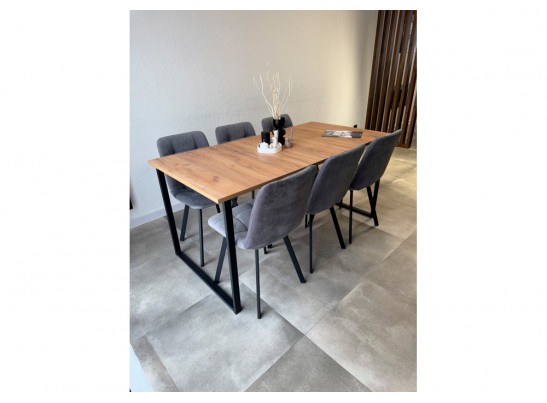 Деревянный стол Лиман 117 (157) x 77 дуб крафт золотой / черный матовый в Кургане