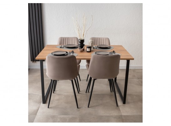 Деревянный стол Лиман 140 х 80 дуб крафт золотой / черный матовый в Кургане