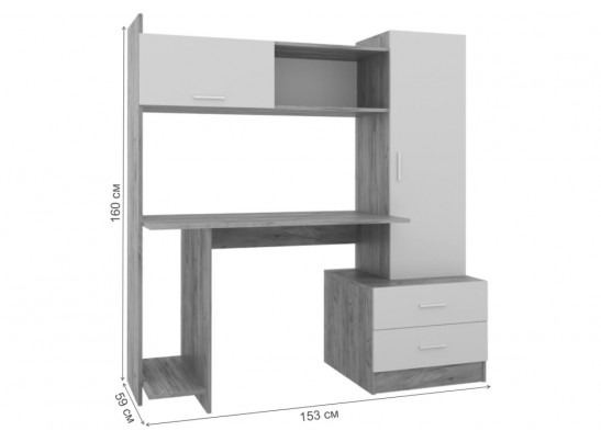 Компьютерный стол Бишоп 7 153х59х160 дуб крафт золотой / антрацит в Кургане