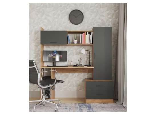 Компьютерный стол Бишоп 7 153х59х160 дуб крафт золотой / антрацит в Кургане