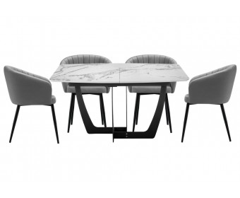Обеденная группа Аунге velutto 32 / белый мрамор / графит