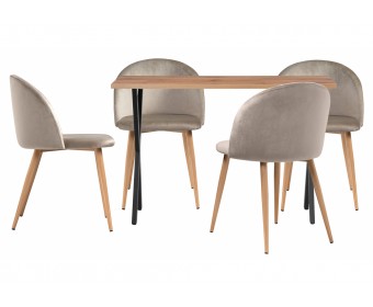 Обеденная группа Элеан дуб вотан / черный / бежевый