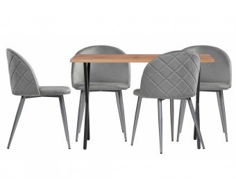 Обеденная группа Нетта дуб вотан / черный / серый