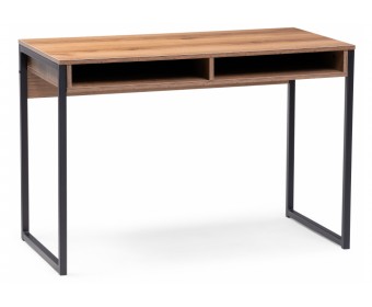 Письменный стол Леон Лофт 110х55х75 черный матовый / дуб делано темный