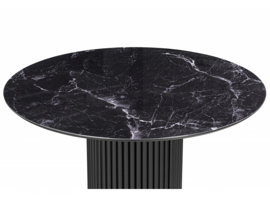 Стеклянный стол Барел 110 черный мрамор / черная пленка / черный