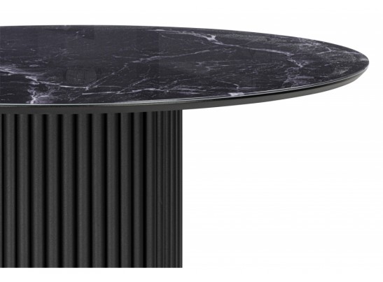 Стеклянный стол Барел 110 черный мрамор / черная пленка / черный