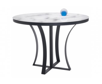 Стеклянный стол Нейтон 110х75 графит / белый мрамор