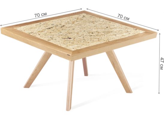 Журнальный столик SHT-S39 70 / 70 дуб / OSB прозрачный лак в Кургане