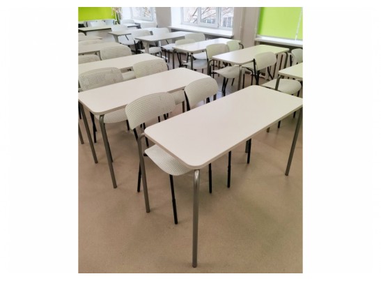 Деревянный стол SHT-T35 70/50 белый матовый / хром лак в Кургане