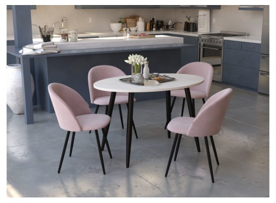 Деревянный стол SHT-TU14/120-80 МДФ овальный черный муар / бетон крем в Кургане