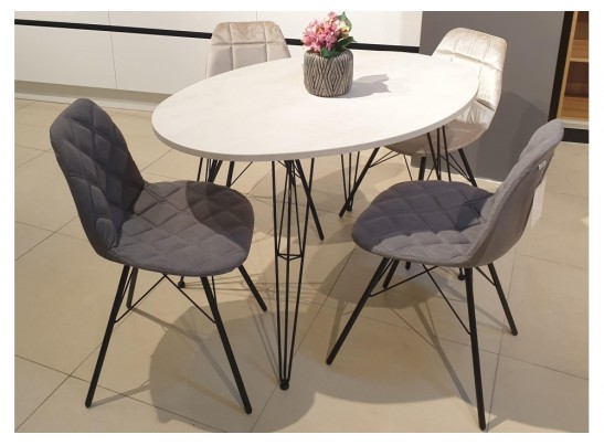 Деревянный стол SHT-TU10/120-80 МДФ овальный черный муар / бетон крем в Кургане