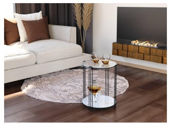 Кофейный столик SHT-CT34 белый мрамор / черный муар в Кургане