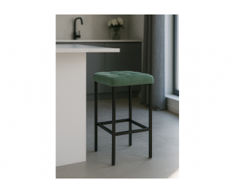 Барный стул Лофт микровелюр катания изумруд / черный матовый