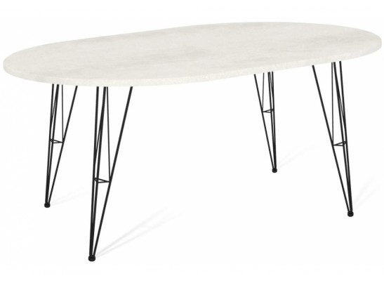 Деревянный стол SHT-TU10/120-80 МДФ овальный черный муар / бетон крем в Кургане