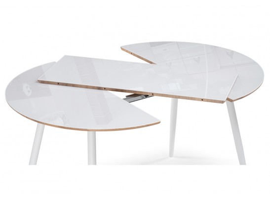 Стеклянный стол Абилин 100(140)х100х76 ультра белое стекло / дуб вотан / белый матовый в Кургане