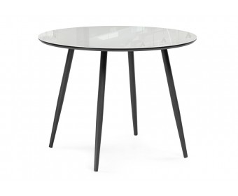 Стеклянный стол Абилин 100х76 ультра белый / черный / черный матовый