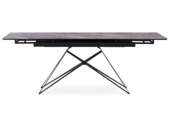 Стеклянный стол Блэкберн 140(200)х80 кристл серый мрамор / черный в Кургане