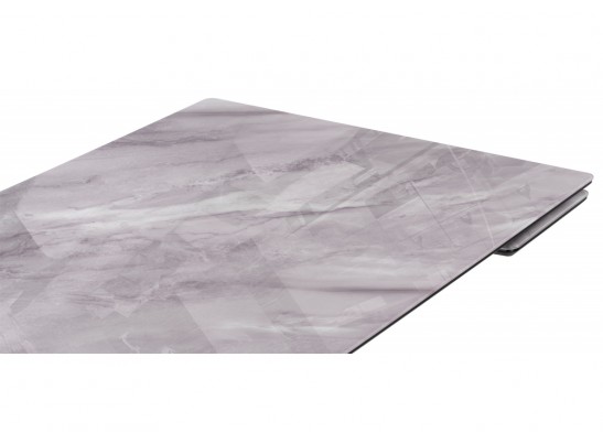 Стеклянный стол Блэкберн 140(200)х80 кристл серый мрамор / черный в Кургане