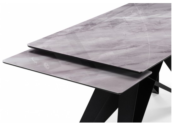 Стеклянный стол Блэкберн 140(200)х80 кристл серый мрамор / черный в Кургане