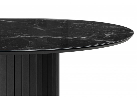 Стеклянный стол Гравент 110 черный мрамор / черная пленка / черный