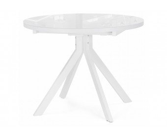 Стеклянный стол Веллор 100(135)х100х78 белый